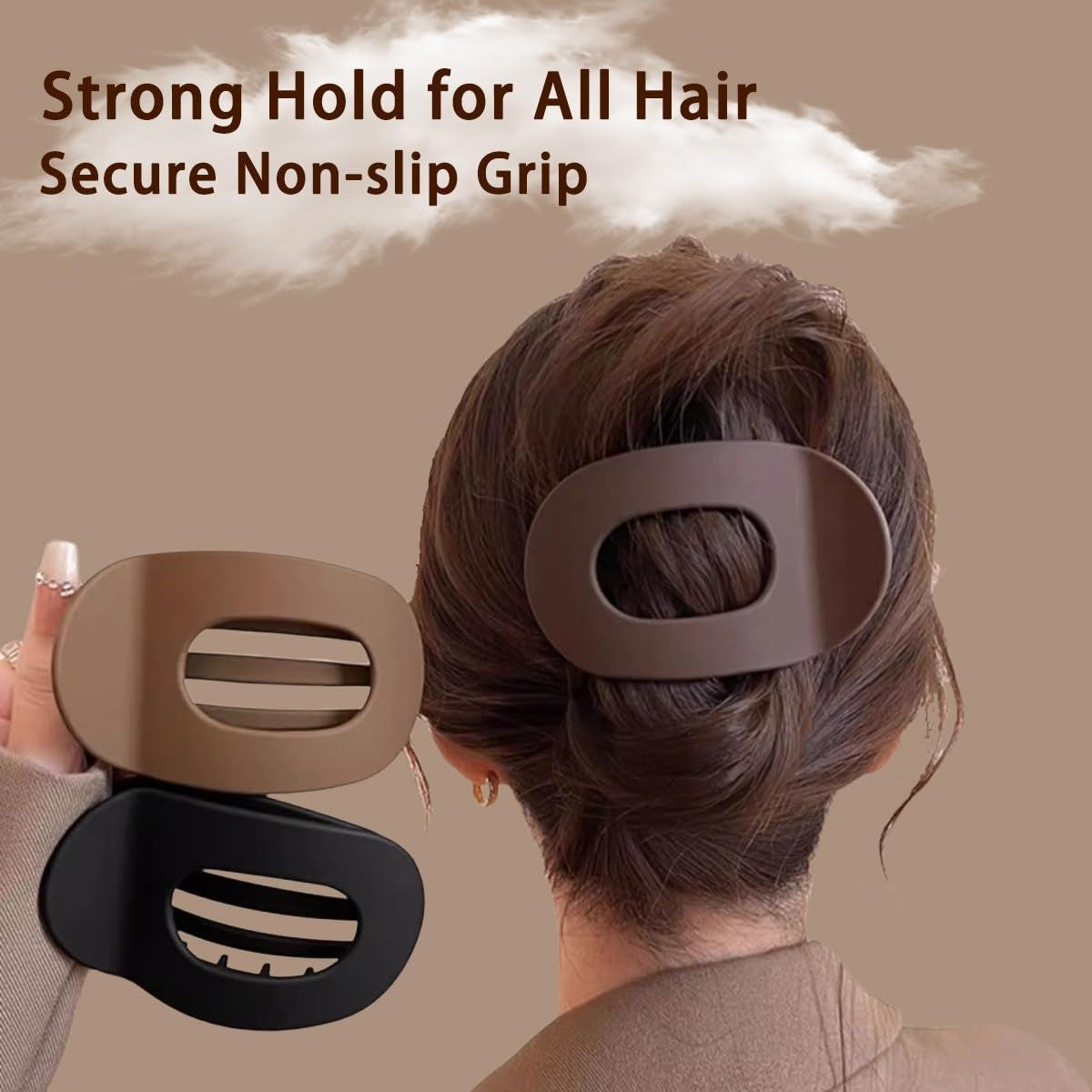 Solid Color Hair Clip: Claw Clips Neutral for Women Girls - Alligator Barrettes Strong Hold Non-Slip for Daily Styling 6 Pack
